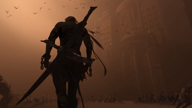 Man sword foggy birds coat free wallpaper - medium preview image