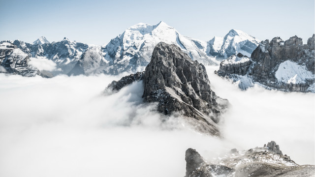 Italian mountains snow clouds matte free wallpaper - medium preview image