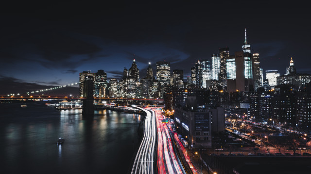 City skyline bridge river night #102 free wallpaper - medium preview image