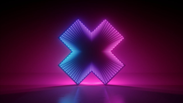 Neon star kinetic 3d raytrace free wallpaper - medium preview image