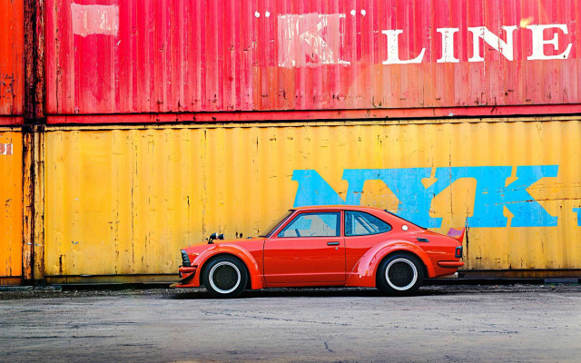 Red car yellow red graffiti free wallpaper - medium preview image