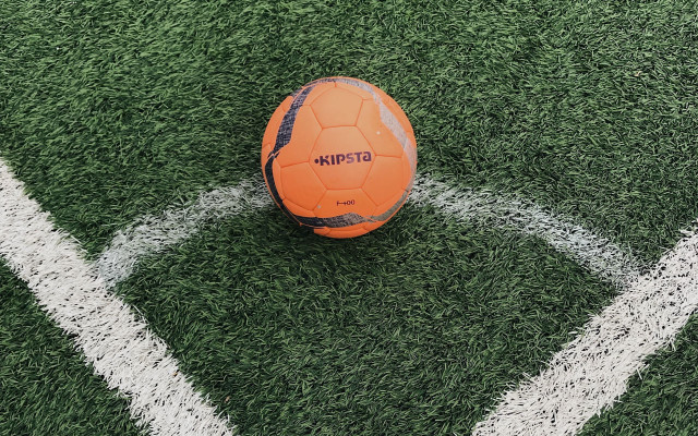 Soccer ball green field white free wallpaper - medium preview image