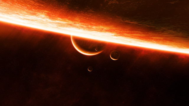 Planets orange glow space night free wallpaper - medium preview image