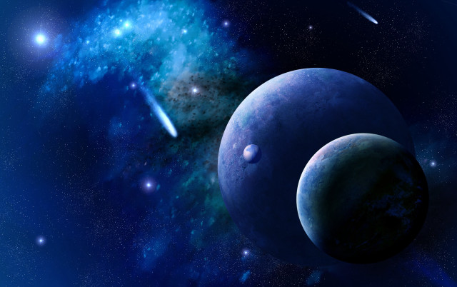 Blue planet galaxy stars space free wallpaper - medium preview image