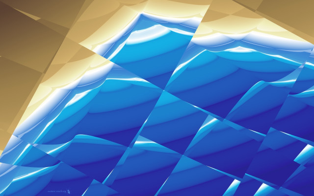 Blue yellow abstract wave cubist free wallpaper - medium preview image