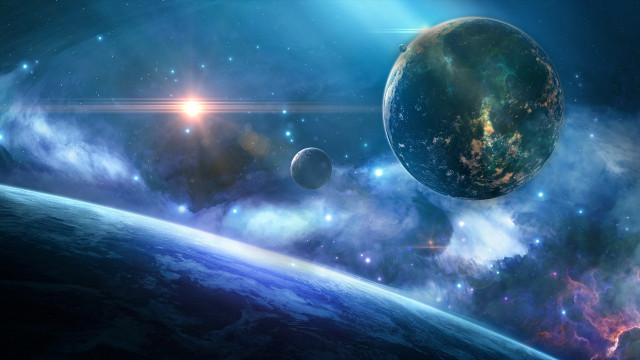 Space earth horizon stars aurora free wallpaper - medium preview image