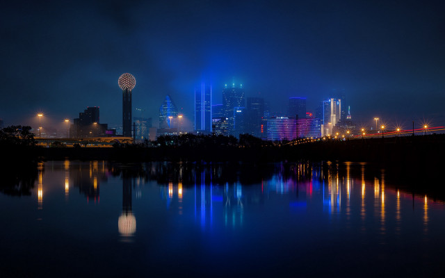 City skyline lake night reflections #6 free wallpaper - medium preview image