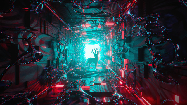 Deer chains lights green holography free wallpaper - medium preview image