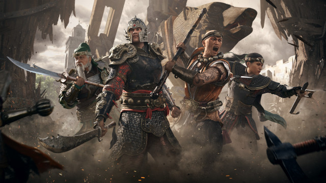Medieval armor group battlefield ruins free wallpaper - medium preview image