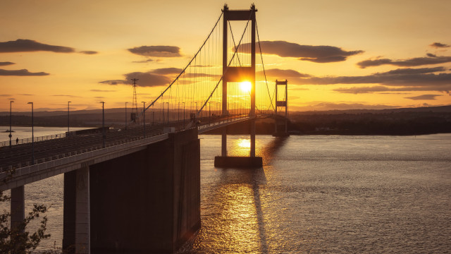 Sunset bridge water clouds cityscape #3 free wallpaper - medium preview image