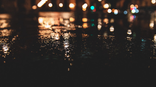 City street night reflections bokeh free wallpaper - medium preview image
