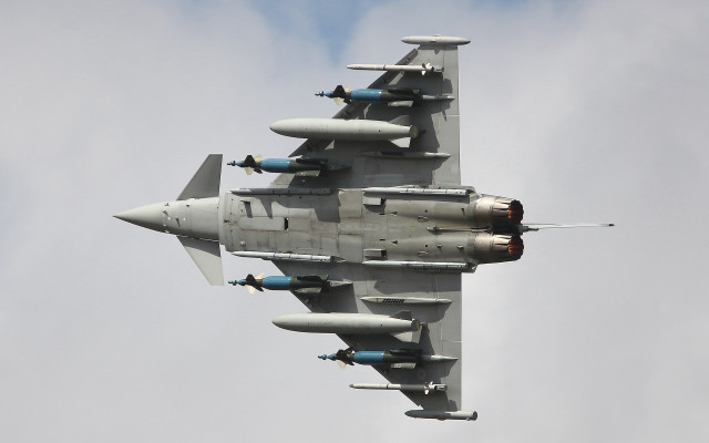 Fighter jet clouds precisionism puzzle free wallpaper - medium preview image