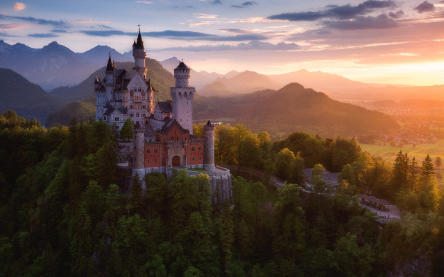 Castle hill sunset mountains valley free wallpaper - medium preview image