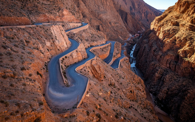 Winding mountain road river scenery free wallpaper - medium preview image