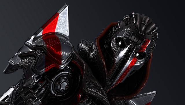 Futuristic robot redwhite stripe black free wallpaper - medium preview image