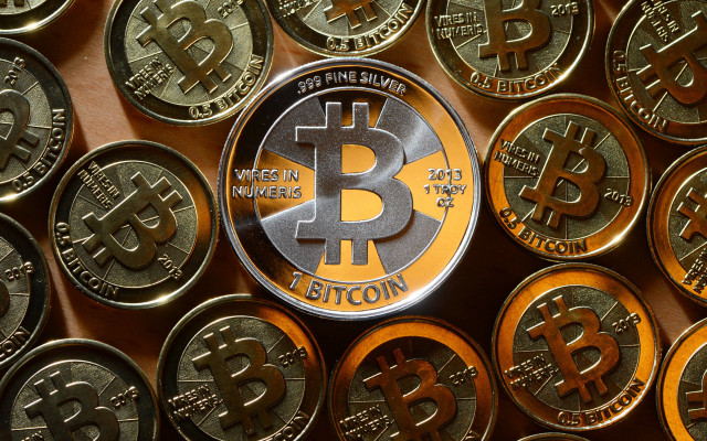 Bitcoin coins futurism clock gear free wallpaper - medium preview image