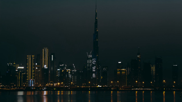 City skyline night tower reflecting free wallpaper - medium preview image