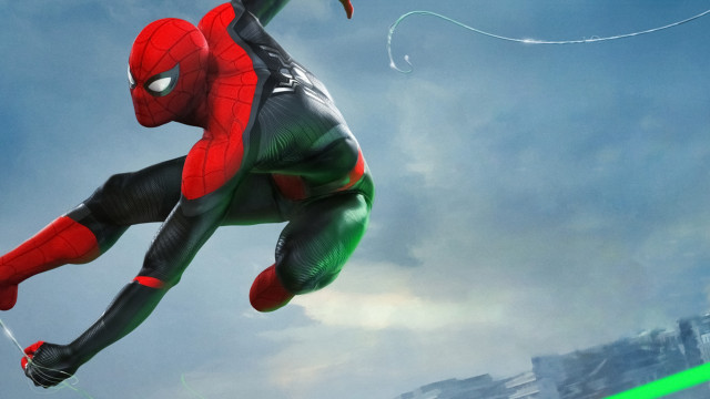 Spiderman green light city action free wallpaper - medium preview image