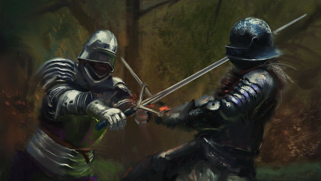 Knights armor forest duel sword free wallpaper - medium preview image
