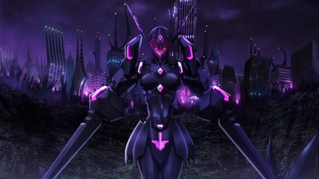 Futuristic woman city night sword free wallpaper - medium preview image