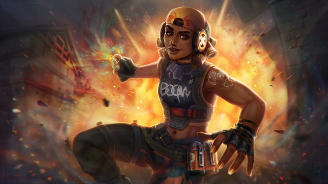Firewoman embers fieryhair moltenrock glow free wallpaper - medium preview image