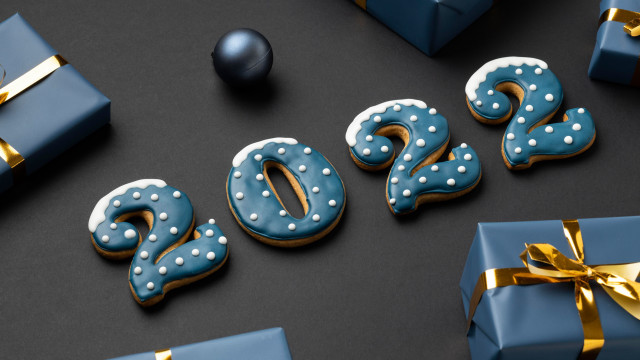 Blue cookie bow present table free wallpaper - medium preview image