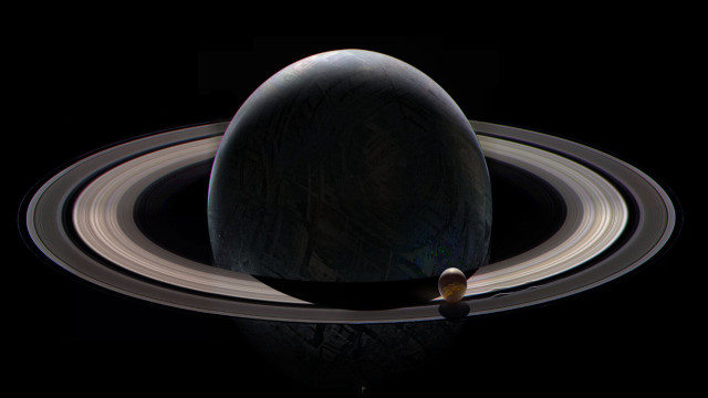 Saturn rings moon small planet free wallpaper for desktop - medium preview image