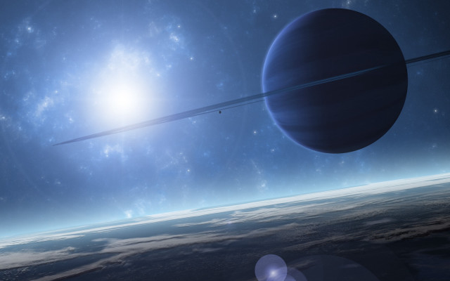 Space planet flying sun moon free wallpaper - medium preview image