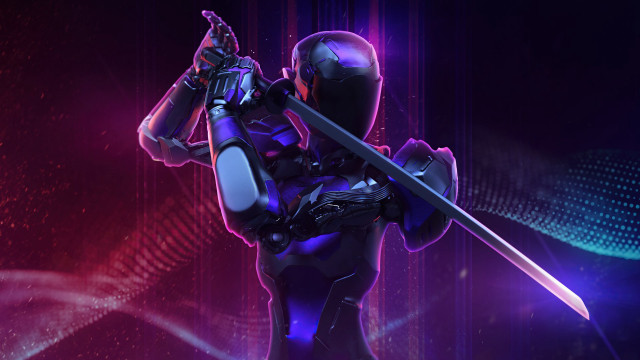 Futuristic suit sword ball neon free wallpaper - medium preview image
