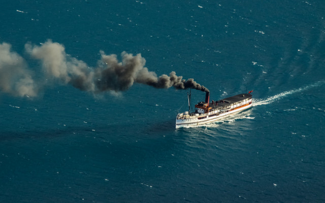 Boat smoke ocean regionalism tiltshift free wallpaper - medium preview image
