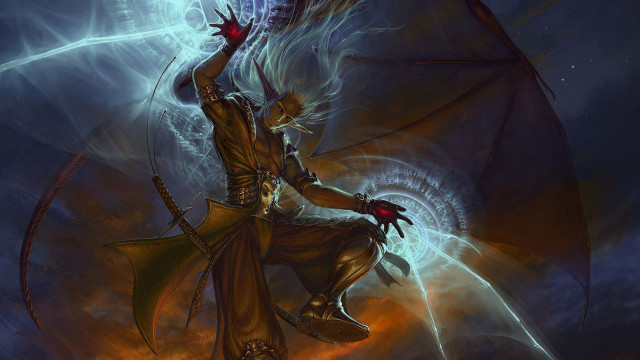 Man sword demon arm painting free wallpaper - medium preview image