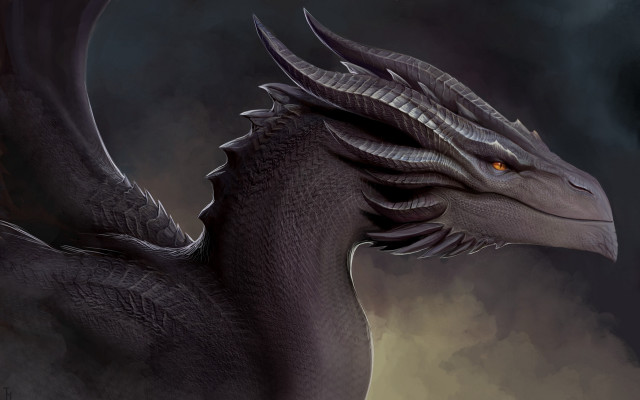 Black dragon orange eyes dark free wallpaper - medium preview image