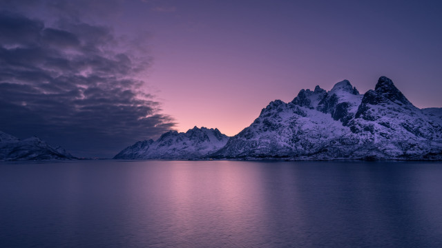 Mountain lake night purple sky free wallpaper - medium preview image