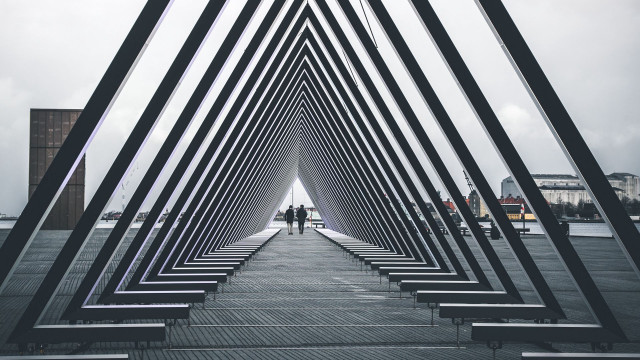 Walkway benches person abstract sculpture free wallpaper - medium preview image