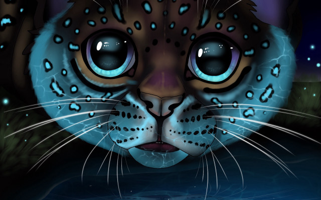 Leopard blue eyes digital painting #3 free wallpaper - medium preview image