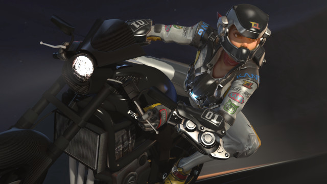 Futuristic motorcycle rider helmet unreal free wallpaper - medium preview image