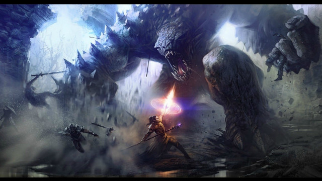 Giant monster attacking man forest free wallpaper - medium preview image
