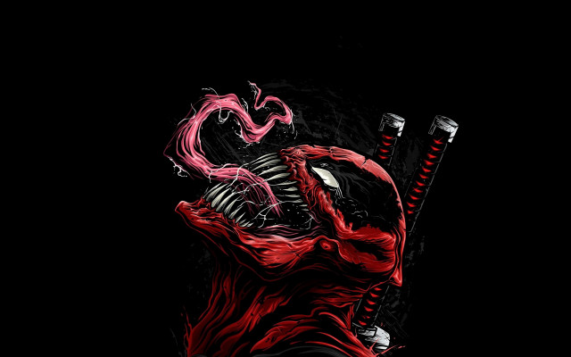 Red black alien sword skull free wallpaper - medium preview image