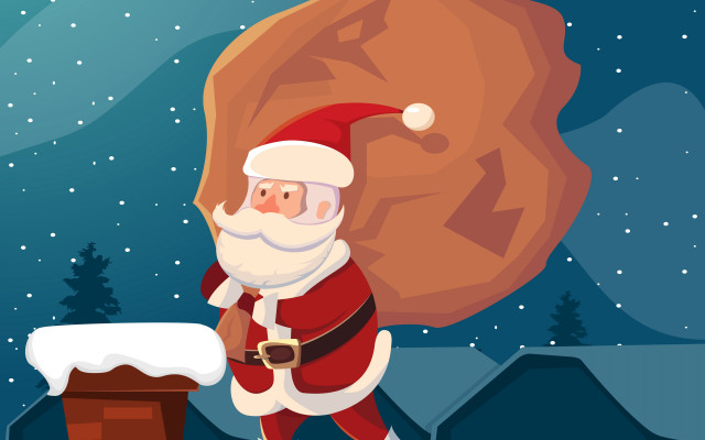 Santa snow reindeer aurora christmas free wallpaper - medium preview image