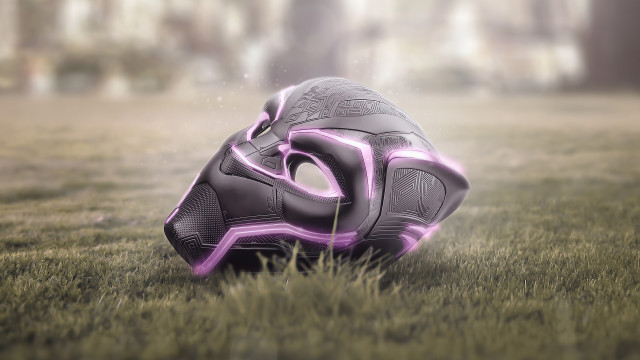 Purple helmet green field tall free wallpaper - medium preview image