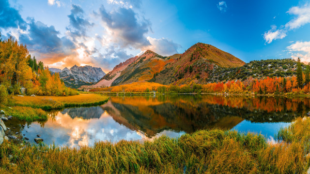Mountain lake forest autumn sky free wallpaper - medium preview image