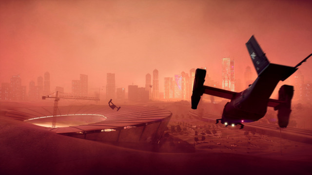 City plane parachute afrofuturism matteart free wallpaper - medium preview image