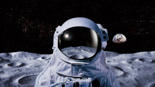 Moon astronaut planet fireworks city free wallpaper - medium preview image