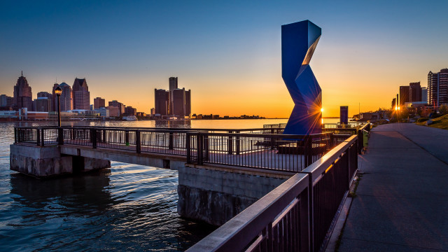 Bridge water city sunset abstract free wallpaper - medium preview image