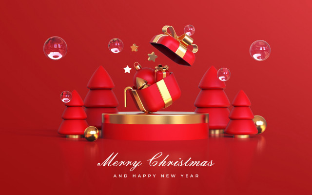Red christmas card gold ribbon #2 free wallpaper - medium preview image