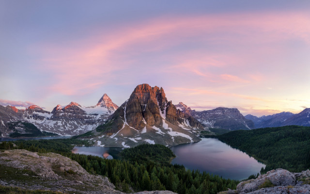 Mountain lake pink sky clouds #4 free wallpaper - medium preview image