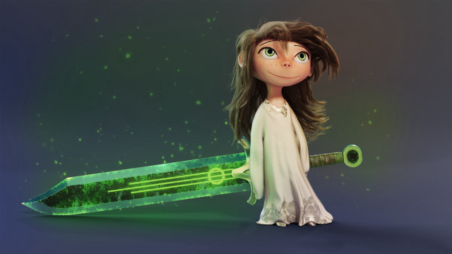 Cartoon green sword glow fantasy free wallpaper - medium preview image
