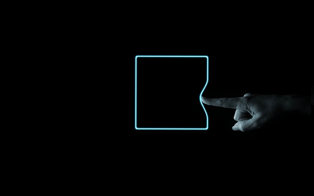 Hand pointing door blue light free wallpaper - medium preview image