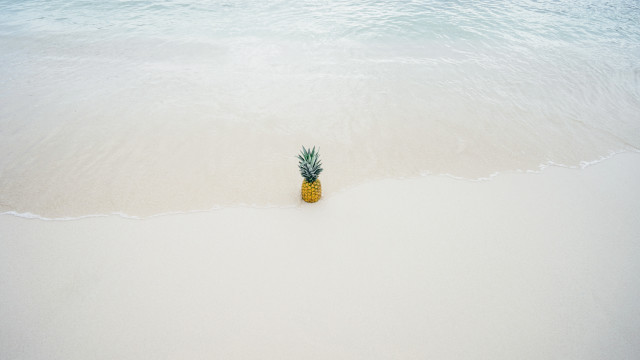 Pineapple beach ocean waves sky free wallpaper - medium preview image