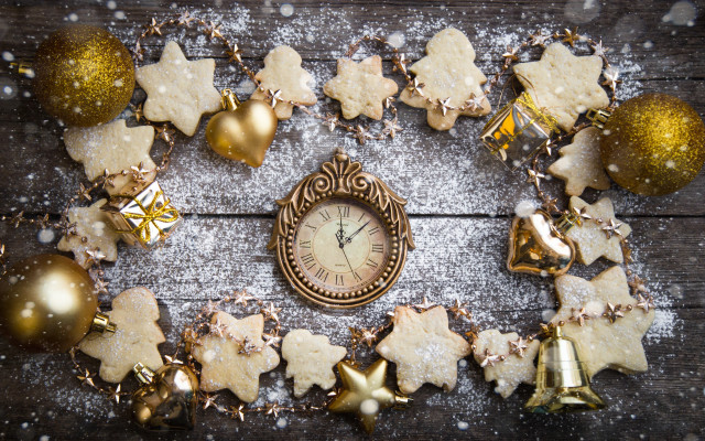 Christmas clock bells snow aurora free wallpaper - medium preview image